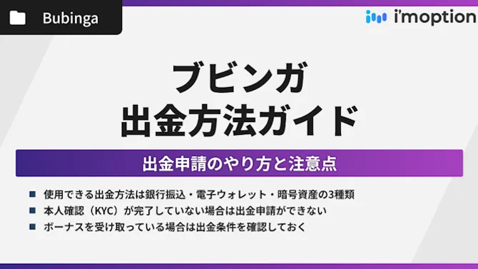 ブビンガの出金方法ガイド｜手数料・出金条件・着金時間を解説！